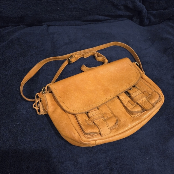 Genuine Leather Handbags - Genuine Leather Tan Leather Crossbody Bag